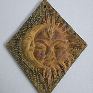 Celestial Terracotta Sun Moon Wall Decor